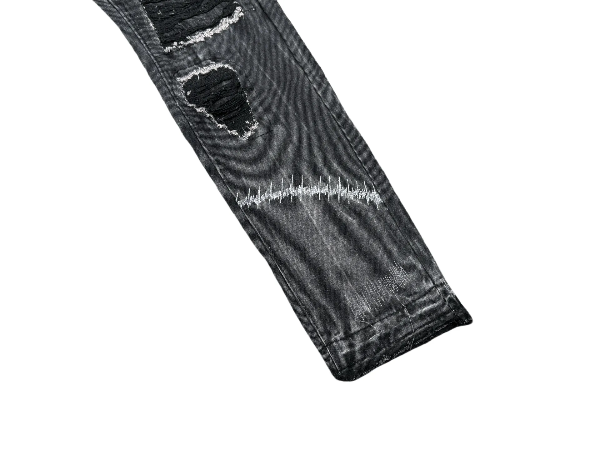 P246💰G22 GALLERY DEPT. Skull hand-stitched distressed distressed jeans -Color: Black -Size: S-XXL